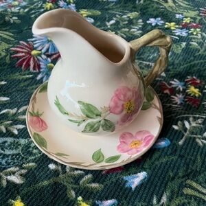 Vintage Franciscan Desert Rose Creamer & Saucer